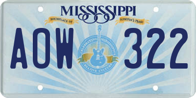 MS license plate AOW322