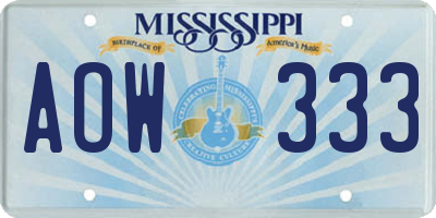 MS license plate AOW333