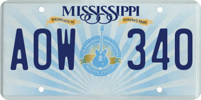 MS license plate AOW340