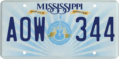 MS license plate AOW344