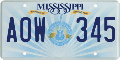 MS license plate AOW345
