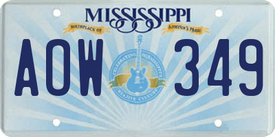 MS license plate AOW349