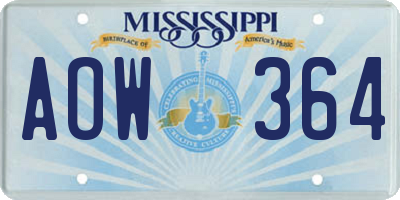 MS license plate AOW364