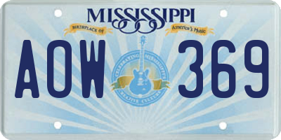MS license plate AOW369