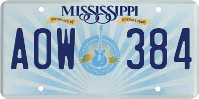 MS license plate AOW384