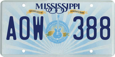MS license plate AOW388