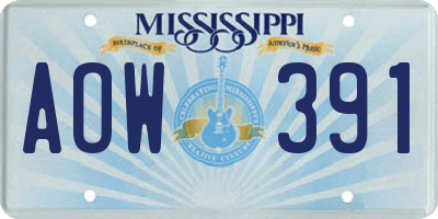MS license plate AOW391