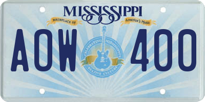 MS license plate AOW400