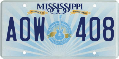 MS license plate AOW408