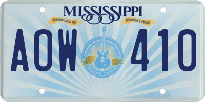 MS license plate AOW410
