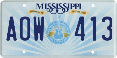 MS license plate AOW413