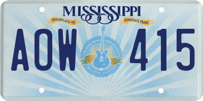 MS license plate AOW415
