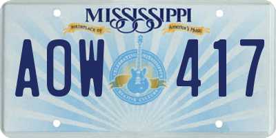 MS license plate AOW417