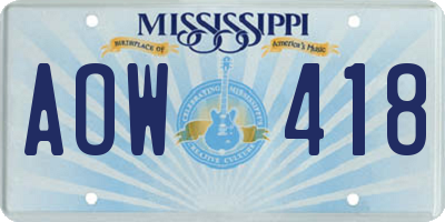 MS license plate AOW418