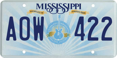 MS license plate AOW422