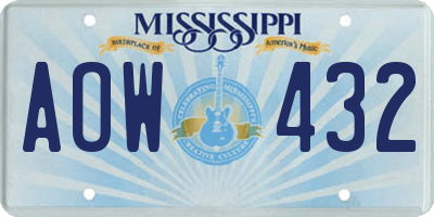 MS license plate AOW432