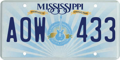 MS license plate AOW433
