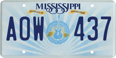 MS license plate AOW437