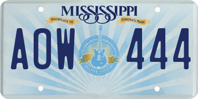 MS license plate AOW444