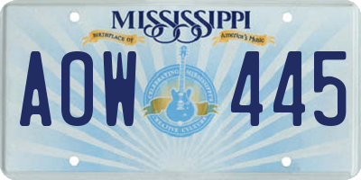 MS license plate AOW445