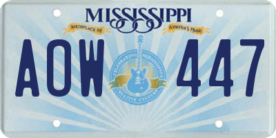 MS license plate AOW447