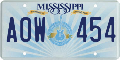 MS license plate AOW454