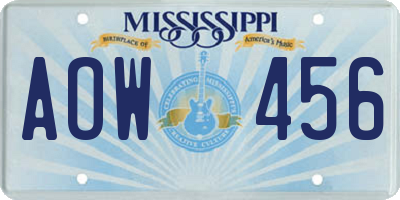 MS license plate AOW456