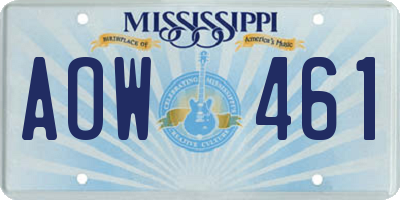 MS license plate AOW461