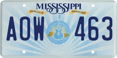 MS license plate AOW463