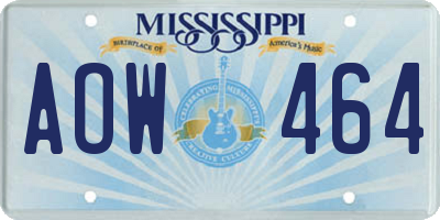 MS license plate AOW464