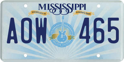 MS license plate AOW465