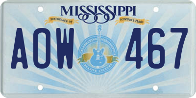 MS license plate AOW467