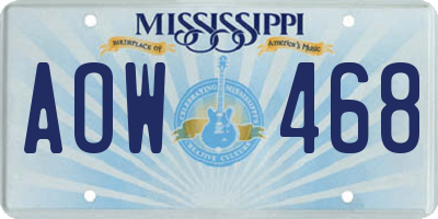 MS license plate AOW468