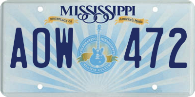 MS license plate AOW472