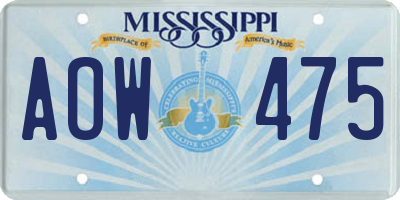 MS license plate AOW475
