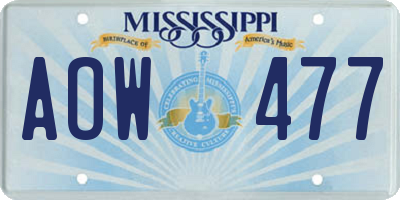 MS license plate AOW477