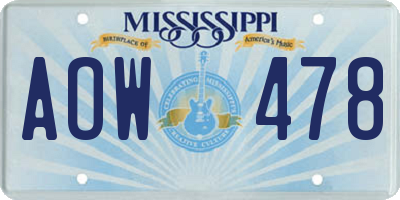 MS license plate AOW478