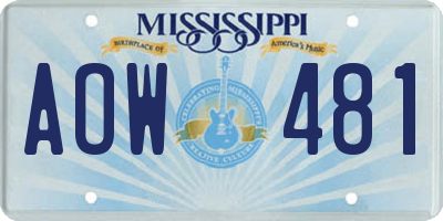 MS license plate AOW481