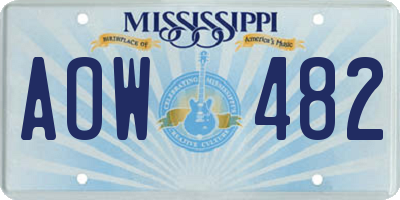 MS license plate AOW482