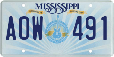 MS license plate AOW491