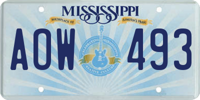 MS license plate AOW493