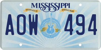 MS license plate AOW494