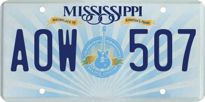 MS license plate AOW507