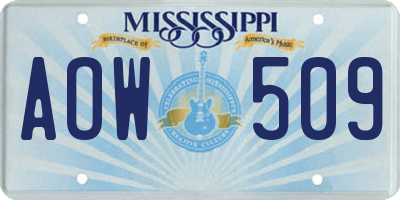 MS license plate AOW509
