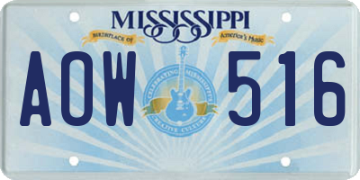 MS license plate AOW516