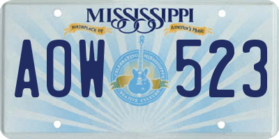 MS license plate AOW523