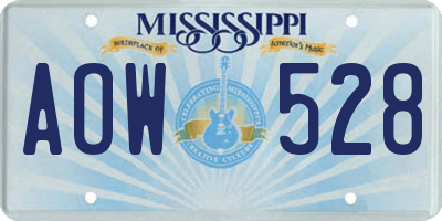 MS license plate AOW528