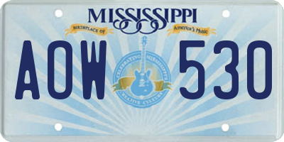 MS license plate AOW530