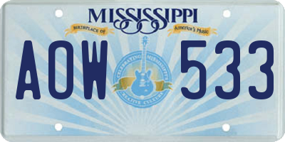 MS license plate AOW533