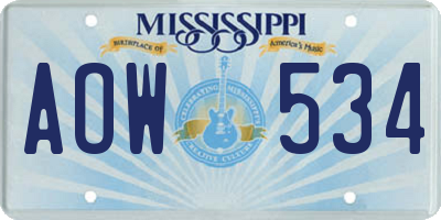 MS license plate AOW534